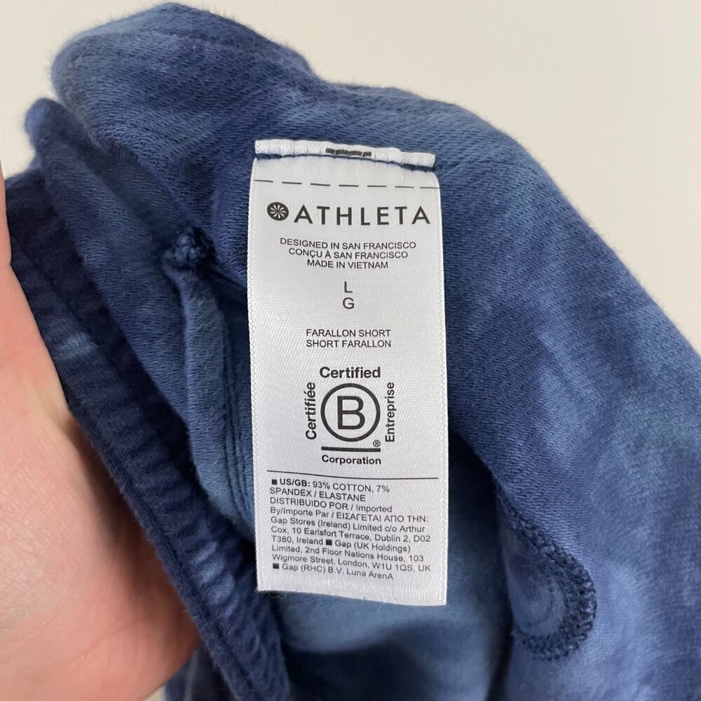 Athleta Farallon Blue Tie Dye Cotton Pull On Shorts Size Large - Picture 4 of 5